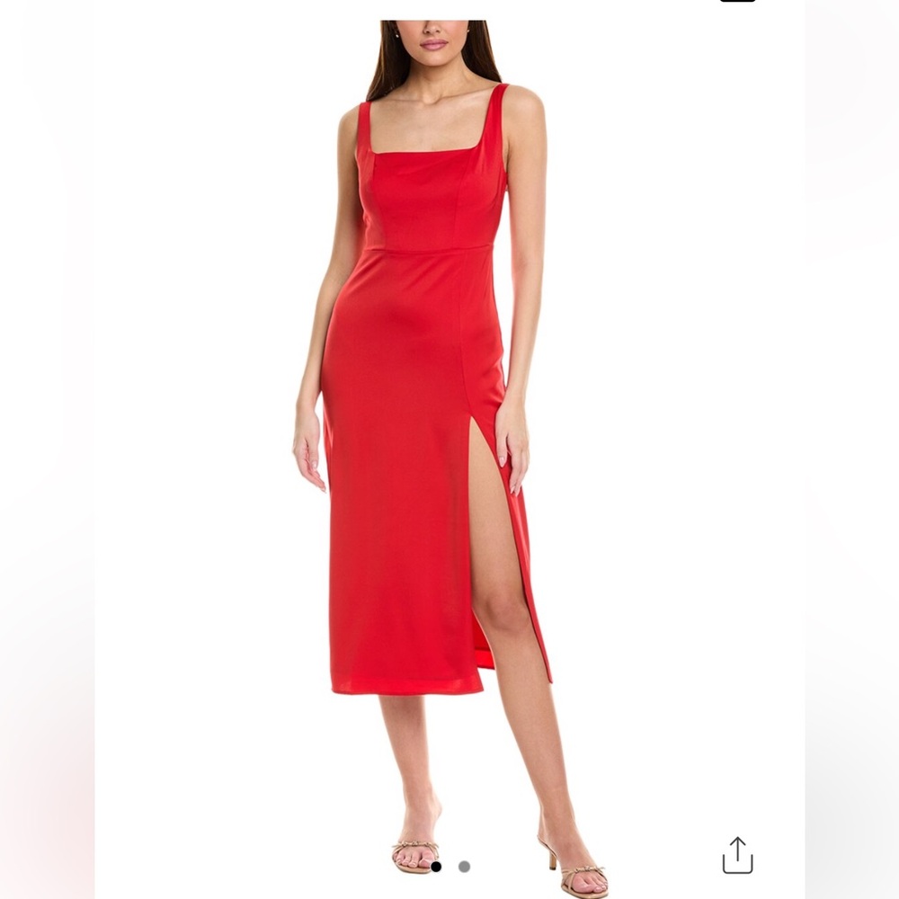 JL LUXE Women's Red Midi Dress